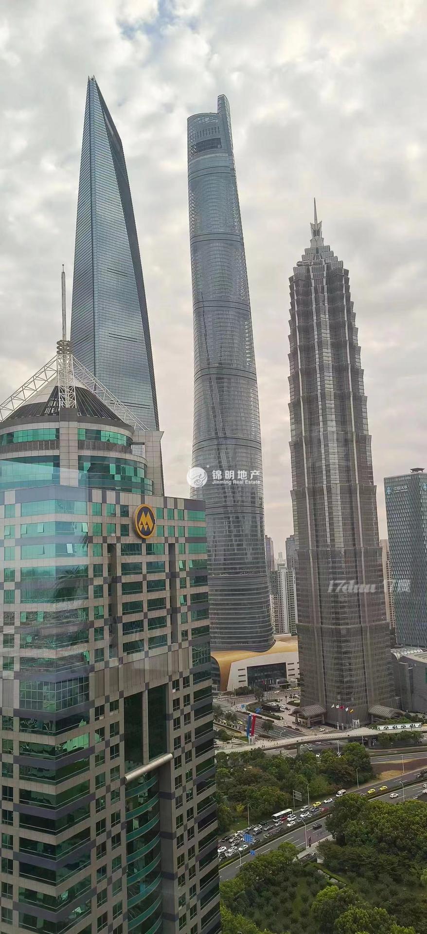 新上海国际大厦，近在咫尺看三巨头可看江！正对电梯口高区朝南！